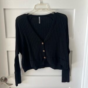 Elegant Black Button-Up Cardigan